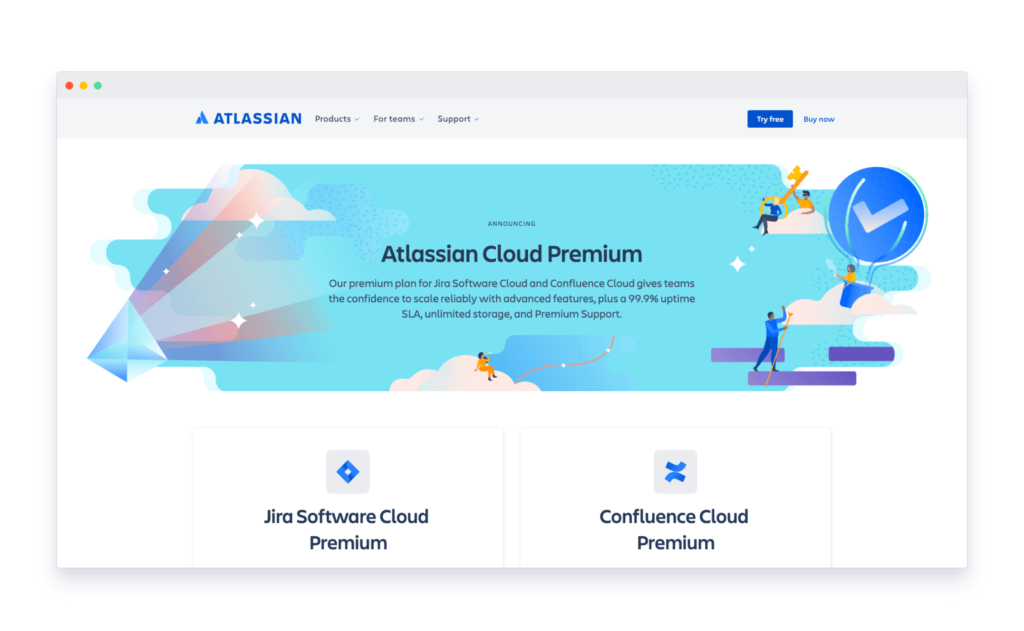 Atlassian Cloud PremiumのWebページ