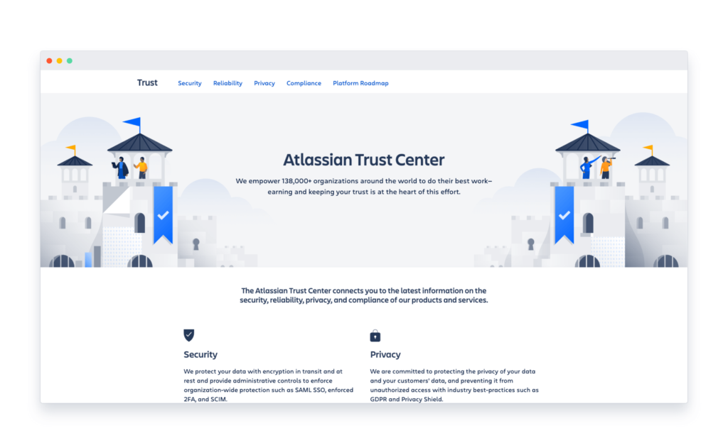 Atlassian Trust CenterのWebページ